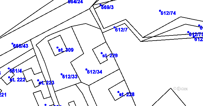Parcela st. 229 v KÚ Šťáhlavice, Katastrální mapa