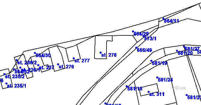 Parcela st. 278 v KÚ Šťáhlavice, Katastrální mapa