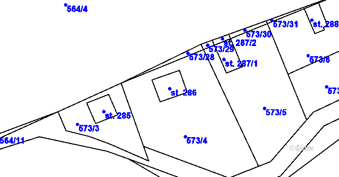 Parcela st. 286 v KÚ Šťáhlavice, Katastrální mapa