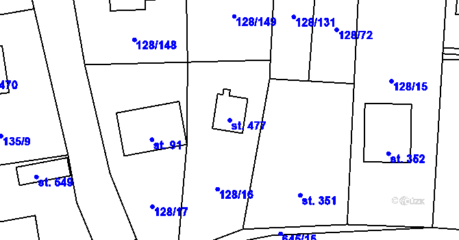 Parcela st. 477 v KÚ Šťáhlavice, Katastrální mapa