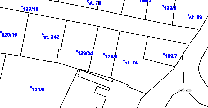 Parcela st. 129/8 v KÚ Šťáhlavice, Katastrální mapa
