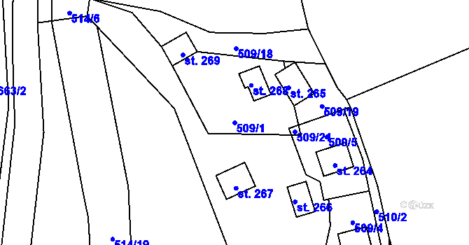 Parcela st. 509/1 v KÚ Šťáhlavice, Katastrální mapa
