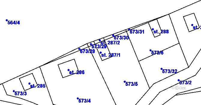 Parcela st. 287/1 v KÚ Šťáhlavice, Katastrální mapa