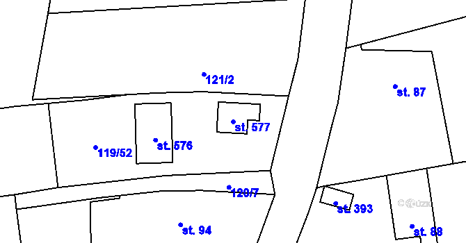 Parcela st. 577 v KÚ Šťáhlavice, Katastrální mapa