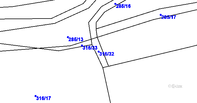 Parcela st. 316/32 v KÚ Šťáhlavice, Katastrální mapa