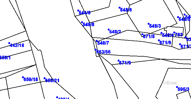 Parcela st. 663/56 v KÚ Šťáhlavice, Katastrální mapa