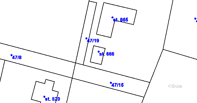 Parcela st. 666 v KÚ Šťáhlavice, Katastrální mapa