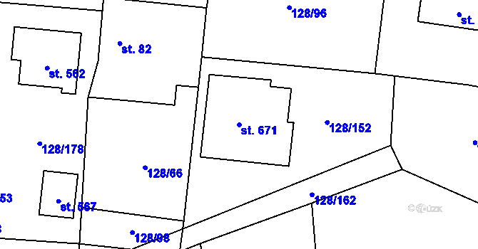 Parcela st. 671 v KÚ Šťáhlavice, Katastrální mapa