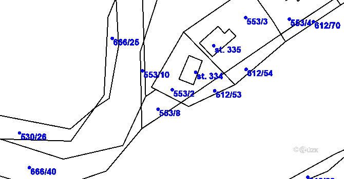 Parcela st. 553/2 v KÚ Šťáhlavice, Katastrální mapa