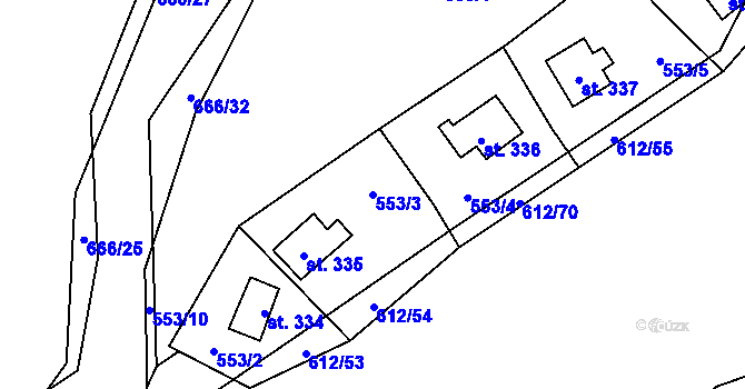 Parcela st. 553/3 v KÚ Šťáhlavice, Katastrální mapa