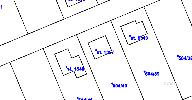 Parcela st. 1357 v KÚ Šťáhlavy, Katastrální mapa