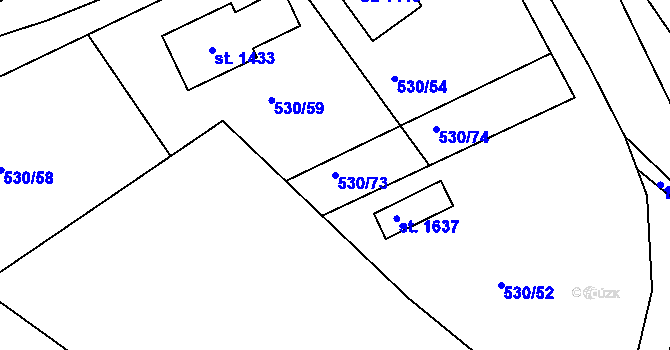 Parcela st. 530/73 v KÚ Šťáhlavy, Katastrální mapa