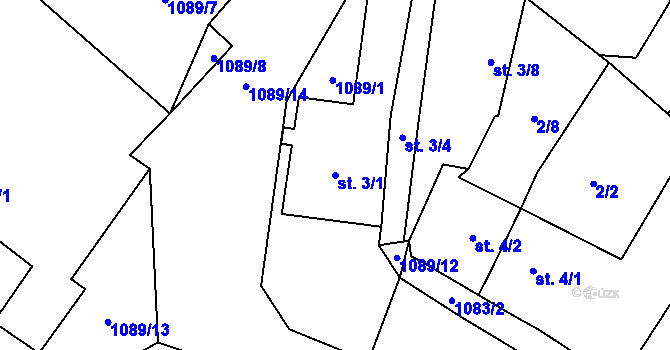 Parcela st. 3/1 v KÚ Šťáhlavy, Katastrální mapa