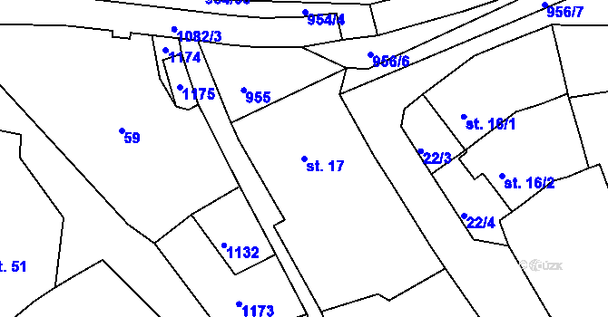 Parcela st. 17 v KÚ Šťáhlavy, Katastrální mapa