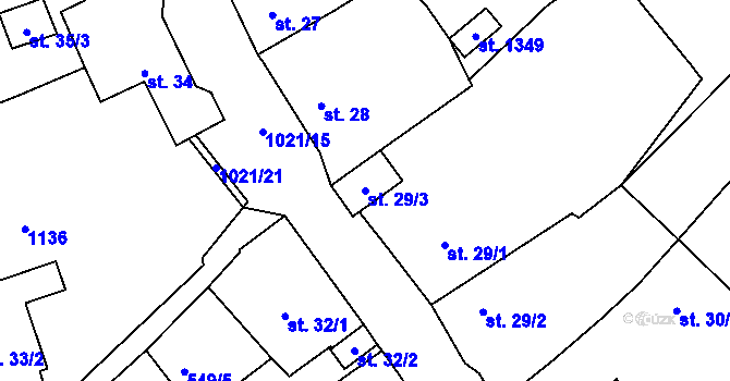 Parcela st. 29/3 v KÚ Šťáhlavy, Katastrální mapa