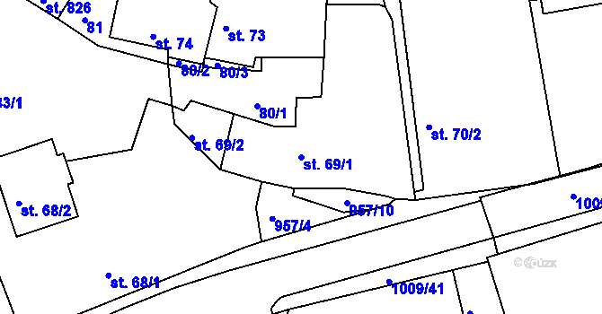 Parcela st. 69/1 v KÚ Šťáhlavy, Katastrální mapa