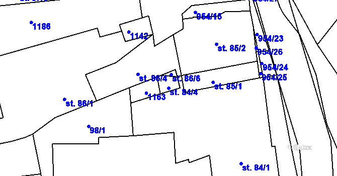 Parcela st. 84/4 v KÚ Šťáhlavy, Katastrální mapa