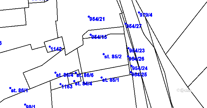 Parcela st. 85/2 v KÚ Šťáhlavy, Katastrální mapa