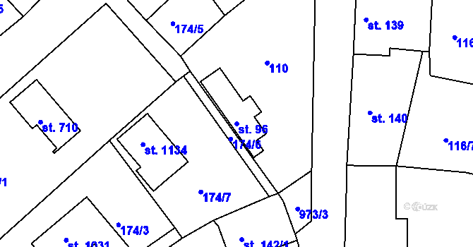 Parcela st. 96 v KÚ Šťáhlavy, Katastrální mapa