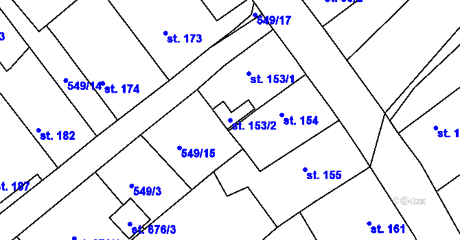 Parcela st. 153/2 v KÚ Šťáhlavy, Katastrální mapa