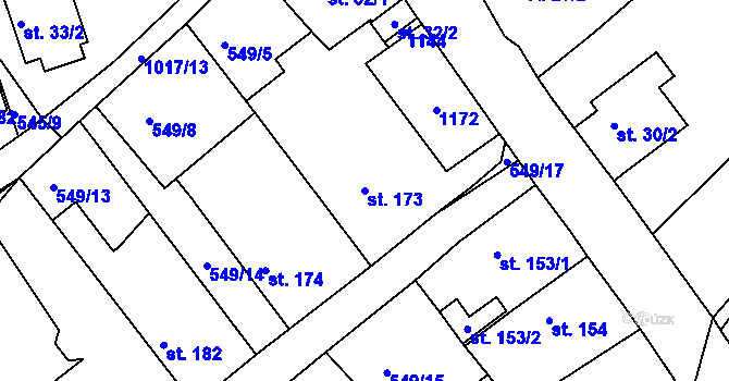 Parcela st. 173 v KÚ Šťáhlavy, Katastrální mapa