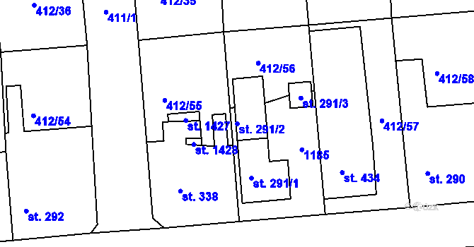 Parcela st. 291/2 v KÚ Šťáhlavy, Katastrální mapa
