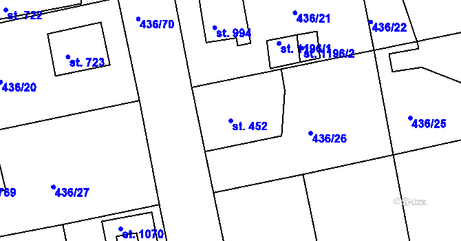 Parcela st. 452 v KÚ Šťáhlavy, Katastrální mapa