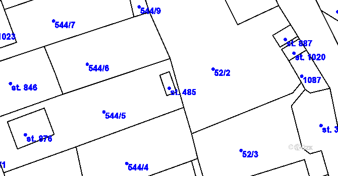 Parcela st. 485 v KÚ Šťáhlavy, Katastrální mapa