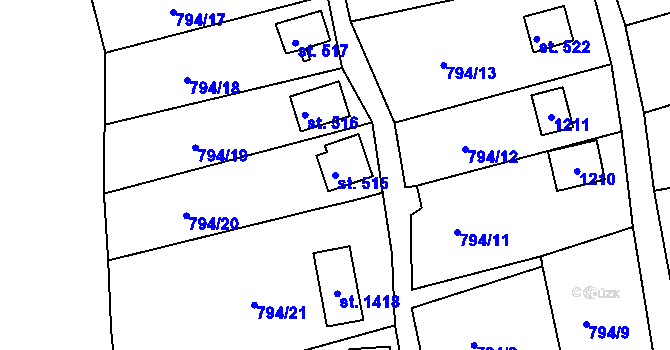 Parcela st. 515 v KÚ Šťáhlavy, Katastrální mapa
