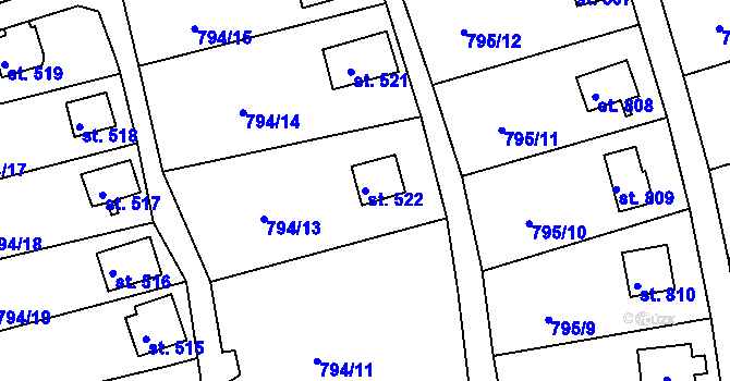 Parcela st. 522 v KÚ Šťáhlavy, Katastrální mapa