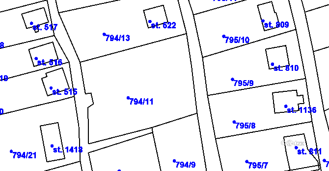 Parcela st. 523 v KÚ Šťáhlavy, Katastrální mapa