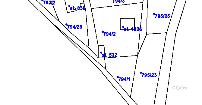 Parcela st. 532 v KÚ Šťáhlavy, Katastrální mapa