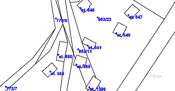 Parcela st. 551 v KÚ Šťáhlavy, Katastrální mapa
