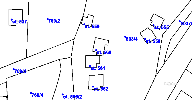 Parcela st. 560 v KÚ Šťáhlavy, Katastrální mapa