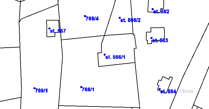 Parcela st. 566/1 v KÚ Šťáhlavy, Katastrální mapa