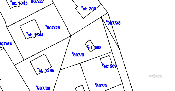 Parcela st. 568 v KÚ Šťáhlavy, Katastrální mapa