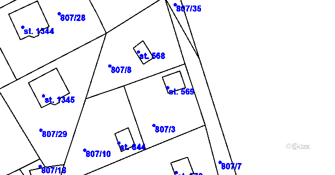 Parcela st. 569 v KÚ Šťáhlavy, Katastrální mapa