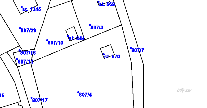 Parcela st. 570 v KÚ Šťáhlavy, Katastrální mapa