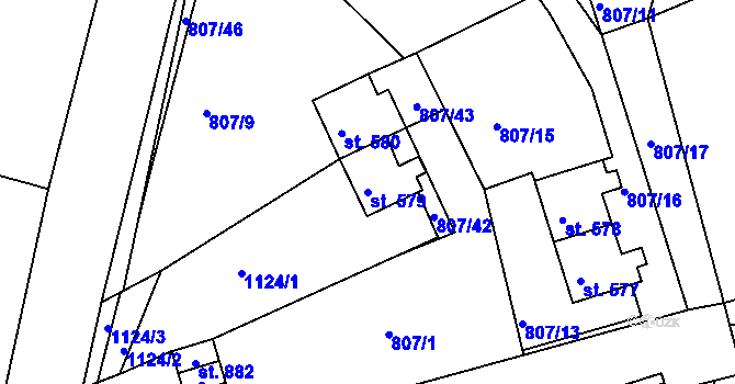 Parcela st. 579 v KÚ Šťáhlavy, Katastrální mapa