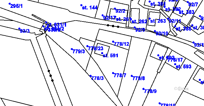Parcela st. 591 v KÚ Šťáhlavy, Katastrální mapa