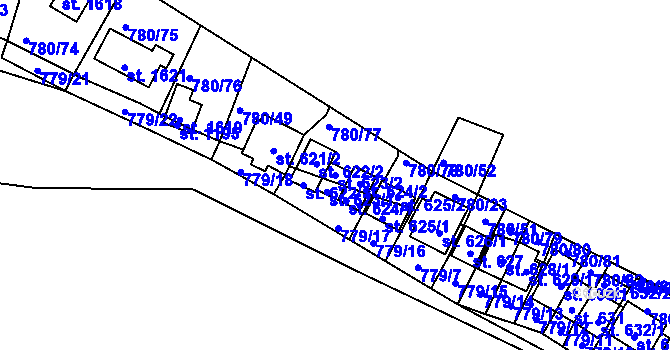Parcela st. 623/2 v KÚ Šťáhlavy, Katastrální mapa