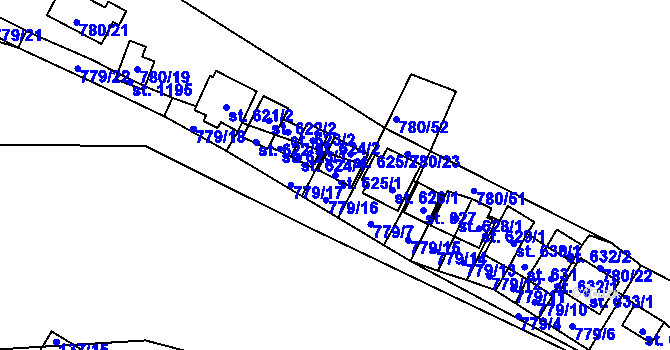 Parcela st. 625/1 v KÚ Šťáhlavy, Katastrální mapa
