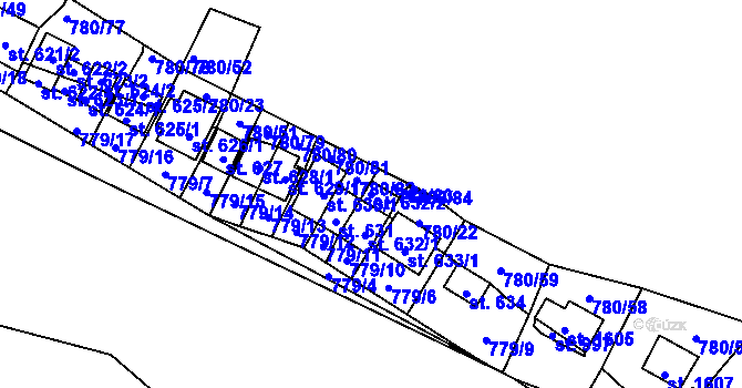 Parcela st. 632/2 v KÚ Šťáhlavy, Katastrální mapa