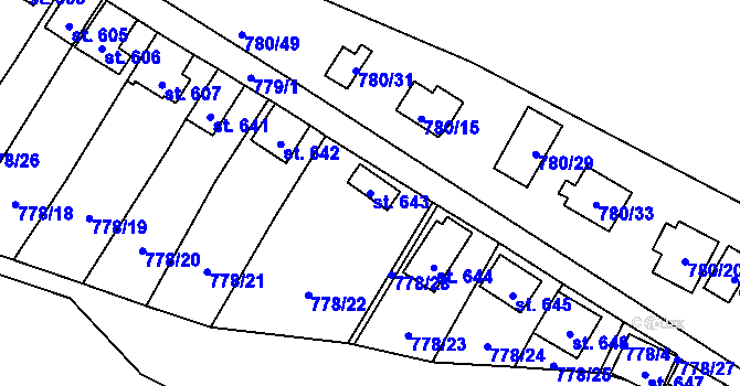 Parcela st. 643 v KÚ Šťáhlavy, Katastrální mapa