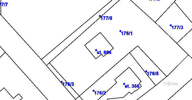 Parcela st. 684 v KÚ Šťáhlavy, Katastrální mapa