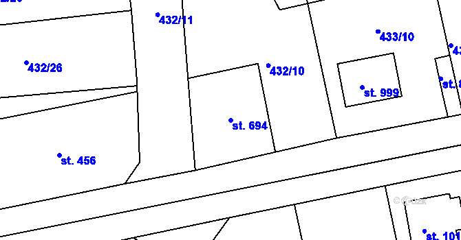 Parcela st. 694 v KÚ Šťáhlavy, Katastrální mapa