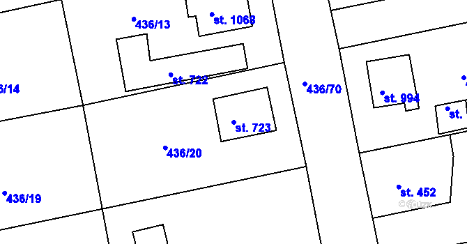 Parcela st. 723 v KÚ Šťáhlavy, Katastrální mapa