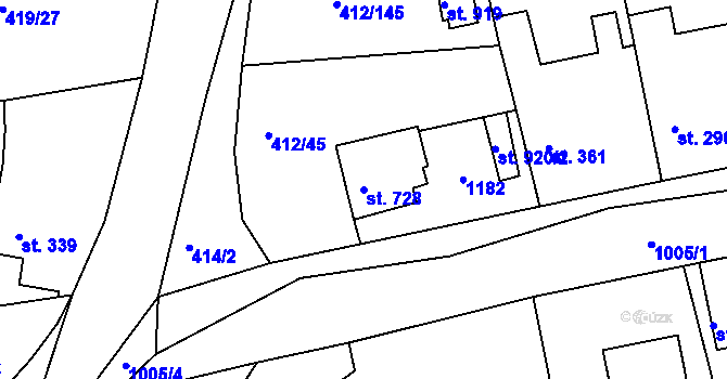 Parcela st. 728 v KÚ Šťáhlavy, Katastrální mapa