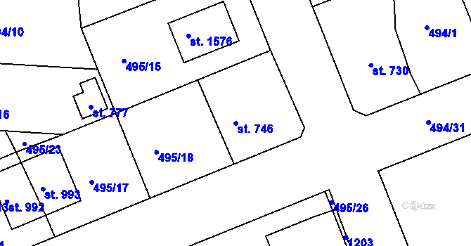 Parcela st. 746 v KÚ Šťáhlavy, Katastrální mapa