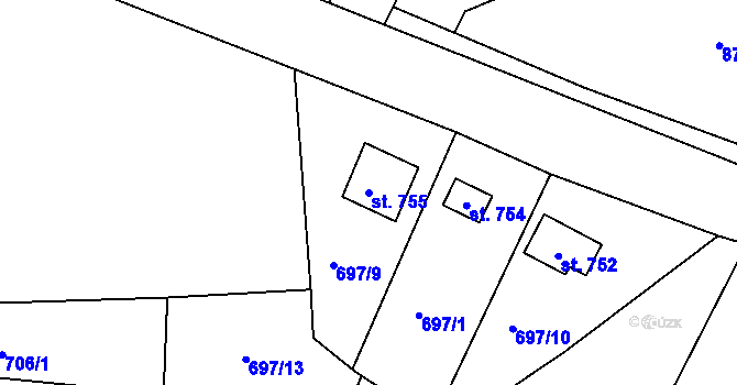 Parcela st. 755 v KÚ Šťáhlavy, Katastrální mapa